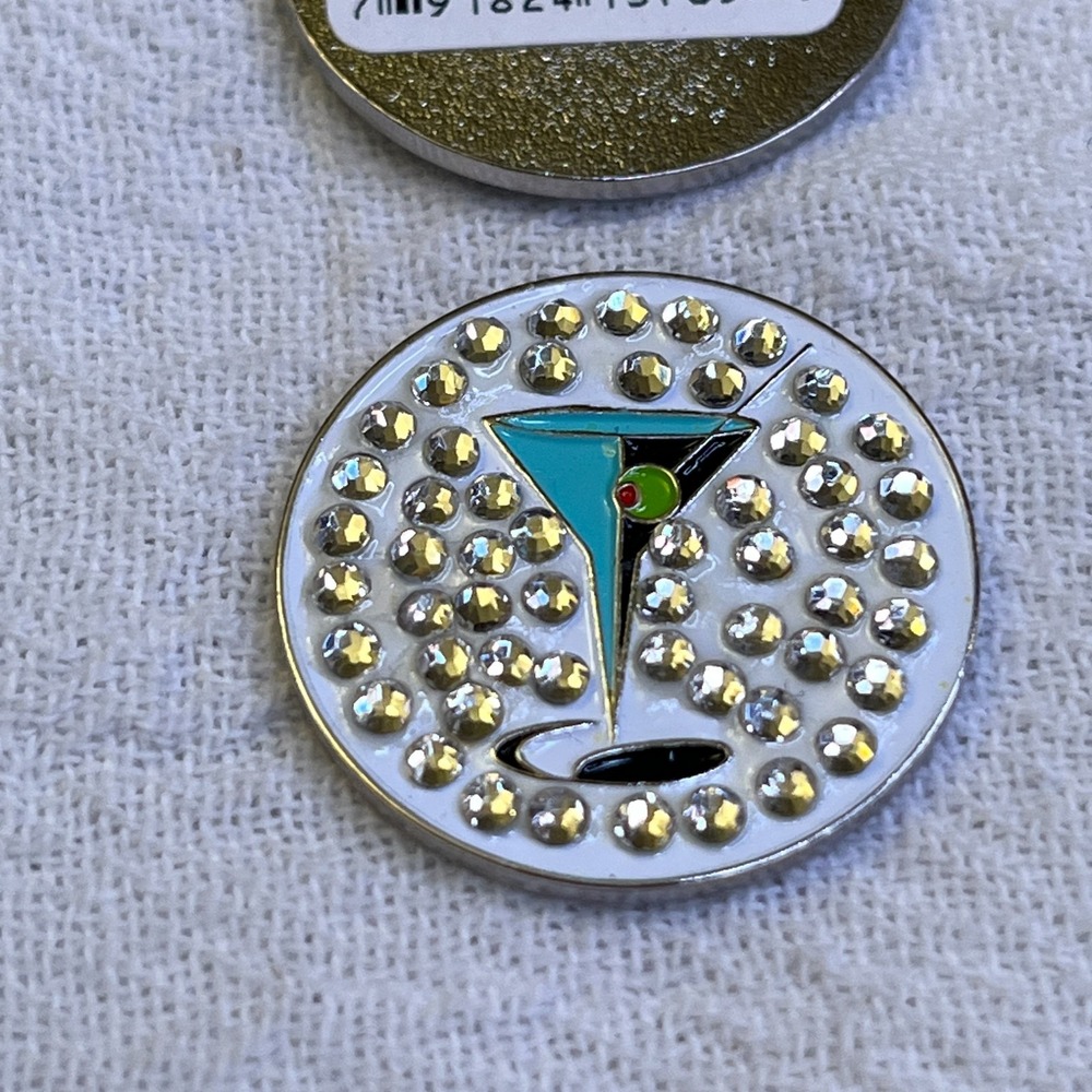 NEW Evergolf Magnetic Ball Marker Martini Crystal 1" Bling Golf Happy Hour